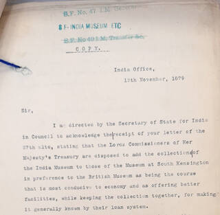 An excerpt from a letter from the India Office to Science and Art Department, November 1879