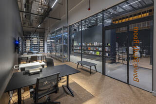Inside a study room with tables and chairs