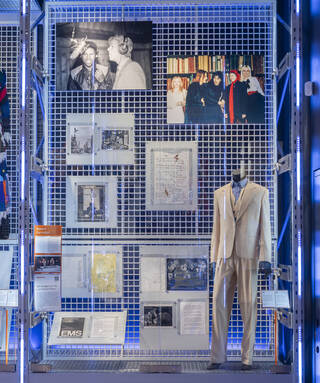 Display wall with David Bowie ephemera 