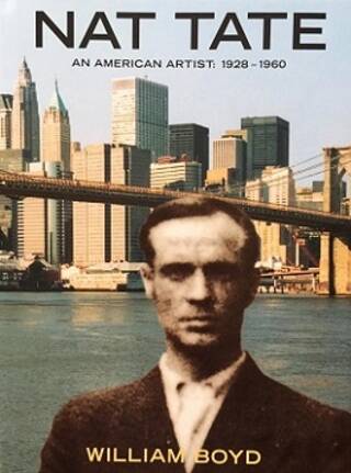 Book cover of Nat Tate: An American Artist 1928-1960 with image of man in front of a New York skyline