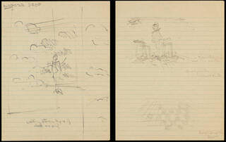 Doodles in pencil on a sheet of music