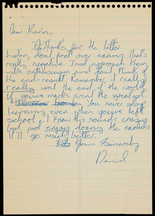 Hand-written letter on lined paper
