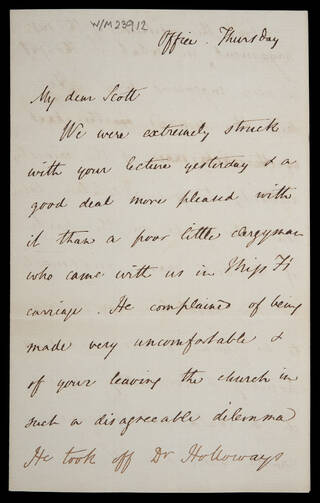 Handwritten letter, black ink on ivory paper