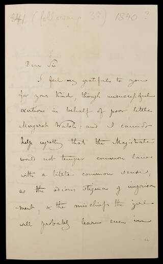 handwritten letter, black ink on ivory paper