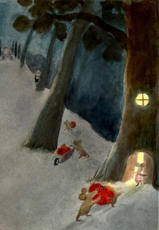 mice stealing a tomoato