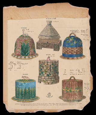 hand-drawn designs for ceramic Stilton cheese stands