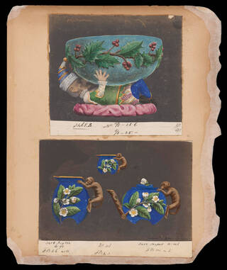 hand-drawn designs for punch bowls featuring Mr Punch